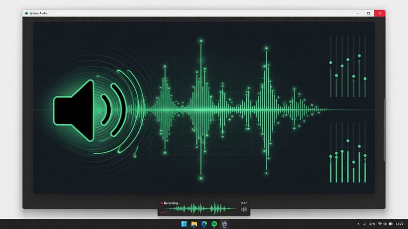Speaker sound waves and screen frame with neon green pulses